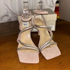 Marc Fisher Blush and Silver Strappy Heels